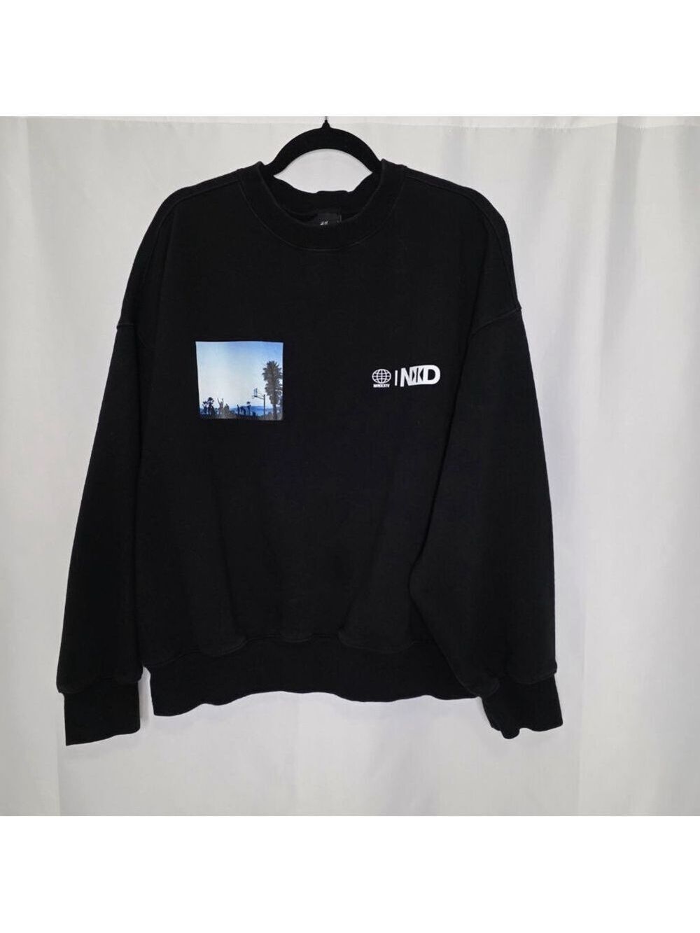 Men's H&M Black Oversized Fit Sweatshirt XL with Graphic